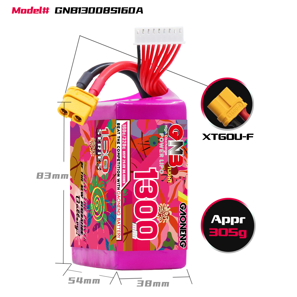 GAONENG GNB 8S 29.6V 1300mAh 160C XT60 LiPo Battery