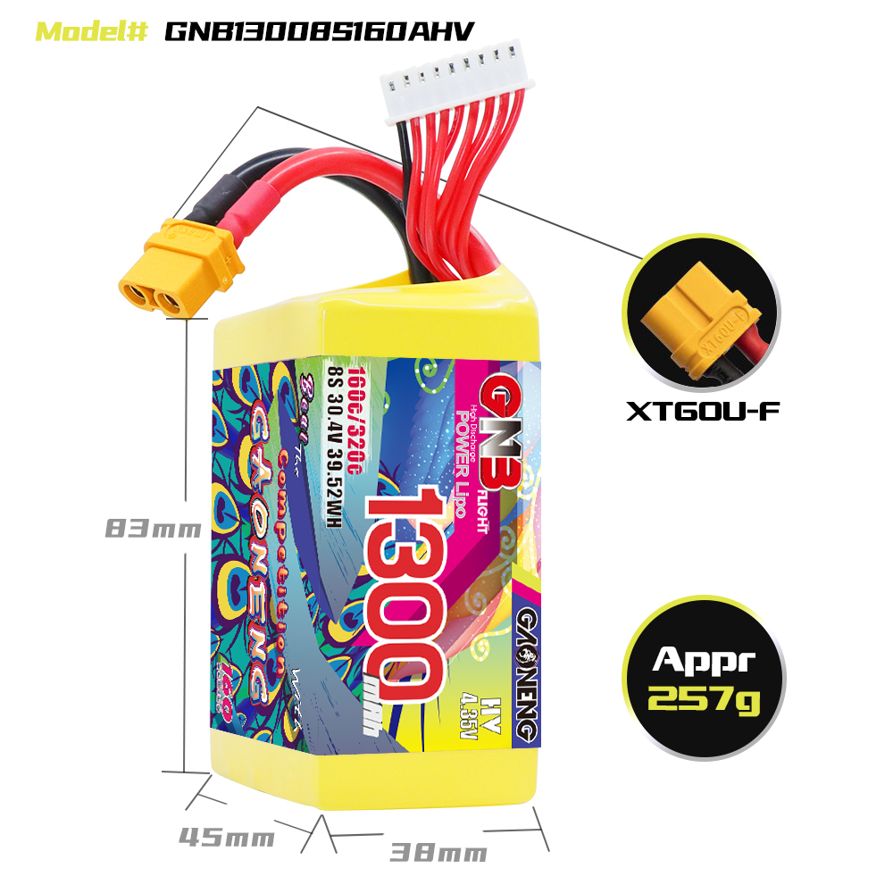 GAONENG GNB LiHV 8S 30.4V 1300mAh 160C XT60 LiPo Battery