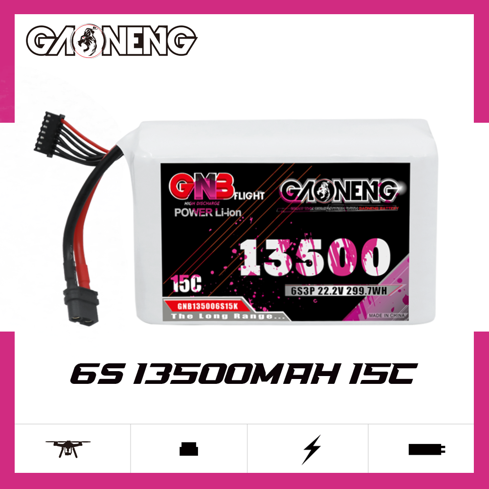 GAONENG GNB 6S 22.2V 13500mah 15C XT60 Li-ion Battery 