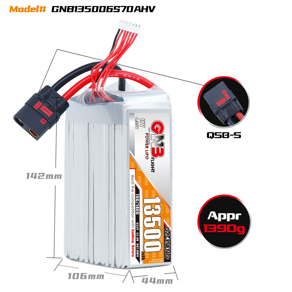 GAONENG GNB 6S2P 22.8V HV 13500mAh 70C RC LiPo Battery QS8