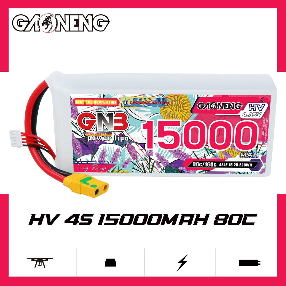 GAONENG GNB 4S 15.2V HV 15000mAh 80C RC LiPo Battery XT90S