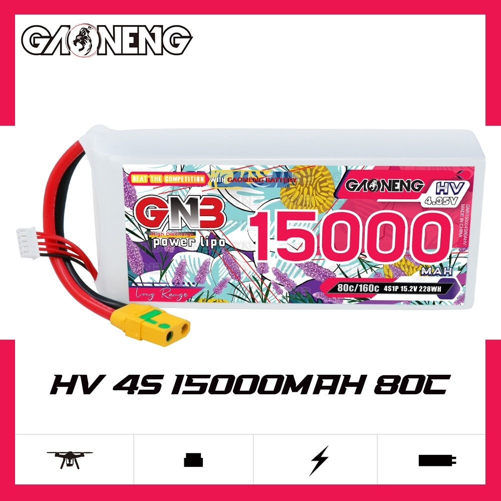 GAONENG GNB 4S 15.2V HV 15000mAh 80C RC LiPo Battery XT90S