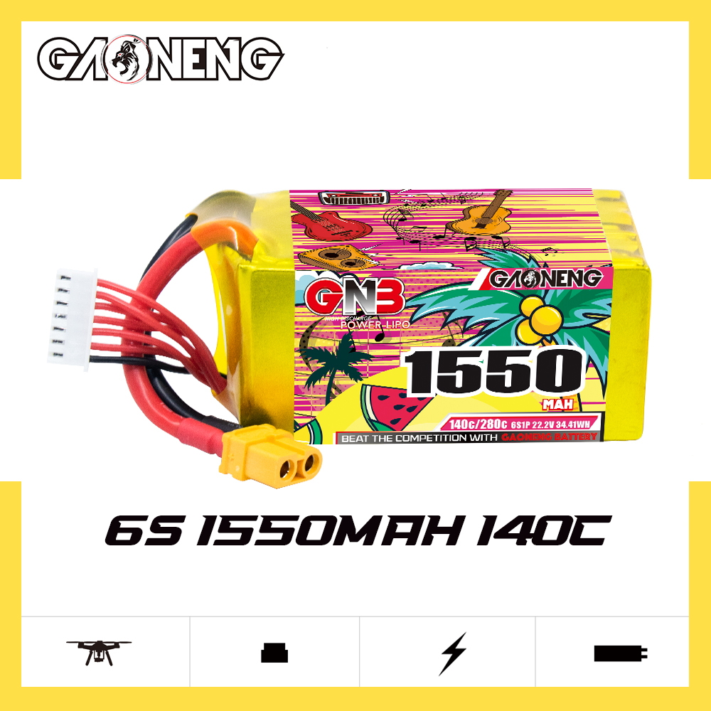 GAONENG GNB 6S 22.2V 1550mAh 140C XT60 LiPo Battery