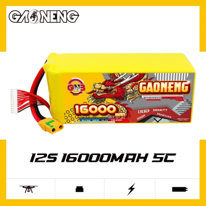 GAONENG GNB 16000mah 12S 44.4V 5C XT90S Semi Solid State Li-ion Battery 350WH/kg