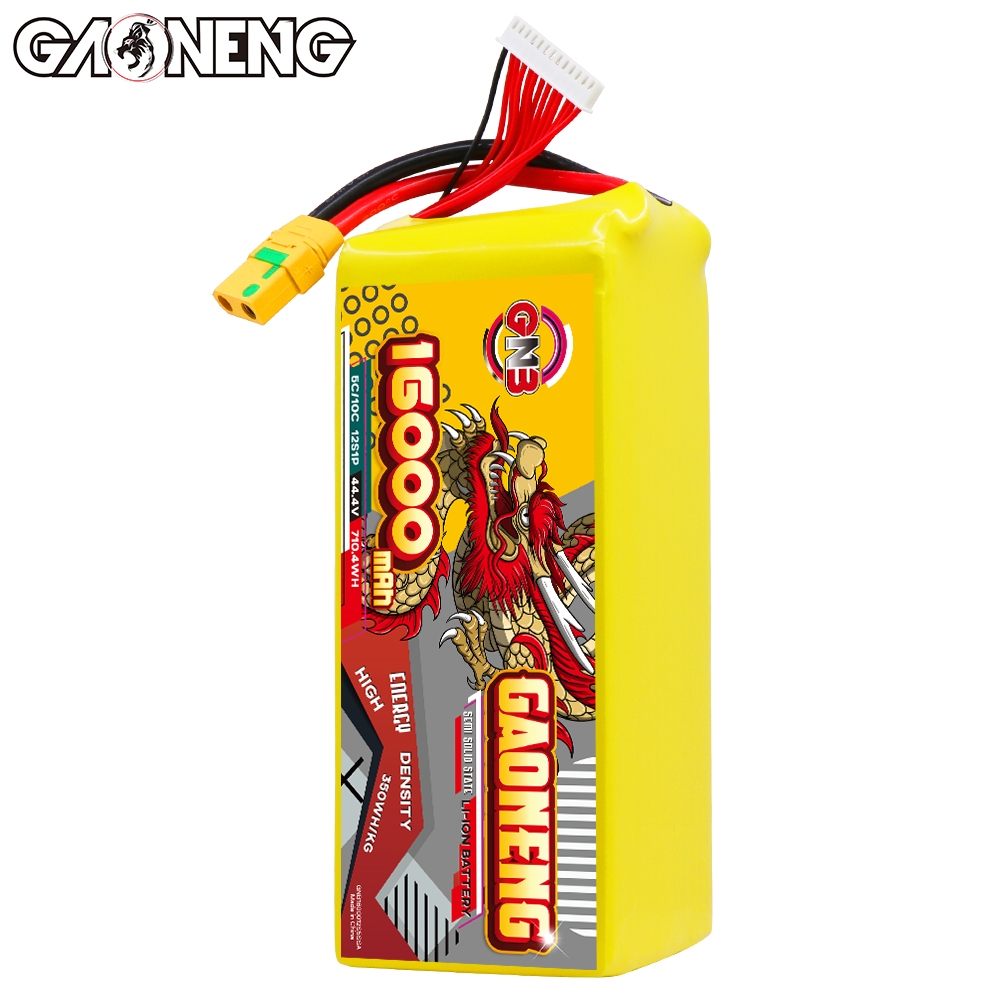 GAONENG GNB 16000mah 12S 44.4V 5C XT90S Semi Solid State Li-ion Battery 350WH/kg