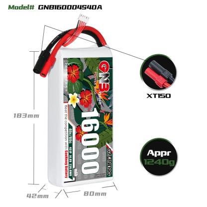 GAONENG GNB 4S1P 14.8V 16000mAh 40C RC LiPo Battery XT150