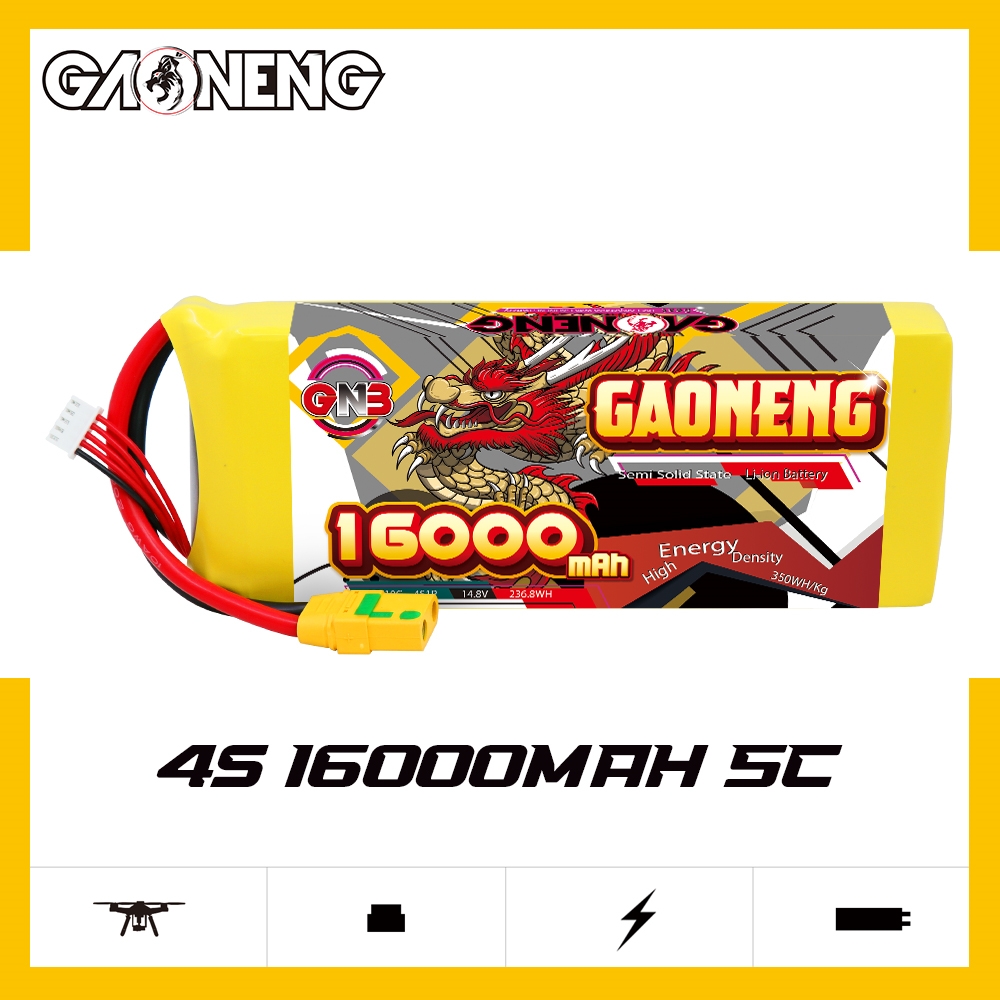 GAONENG GNB 16000mah 4S 14.8V 5C XT90S Semi Solid State Li-ion Battery 350WH/kg