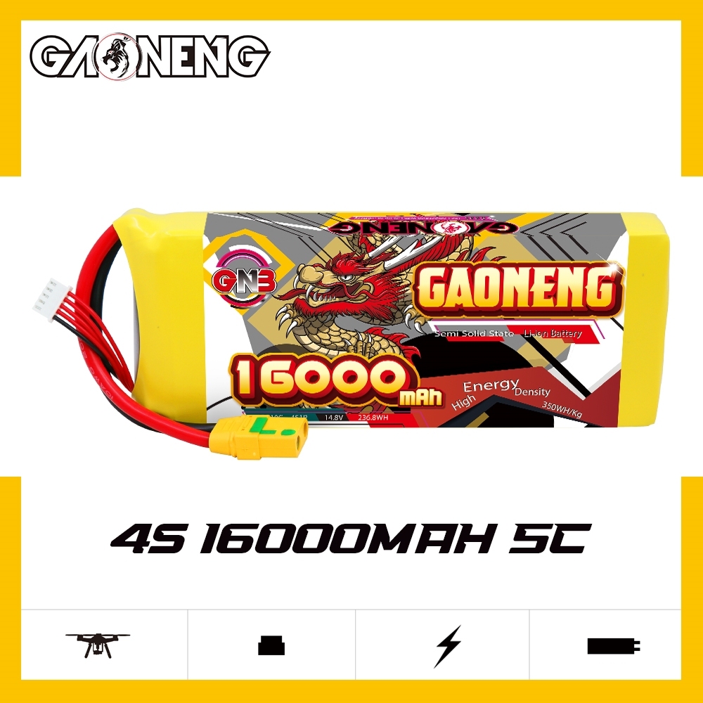 GAONENG GNB 16000mah 4S 14.8V 5C XT90S Semi Solid State Li-ion Battery 350WH/kg