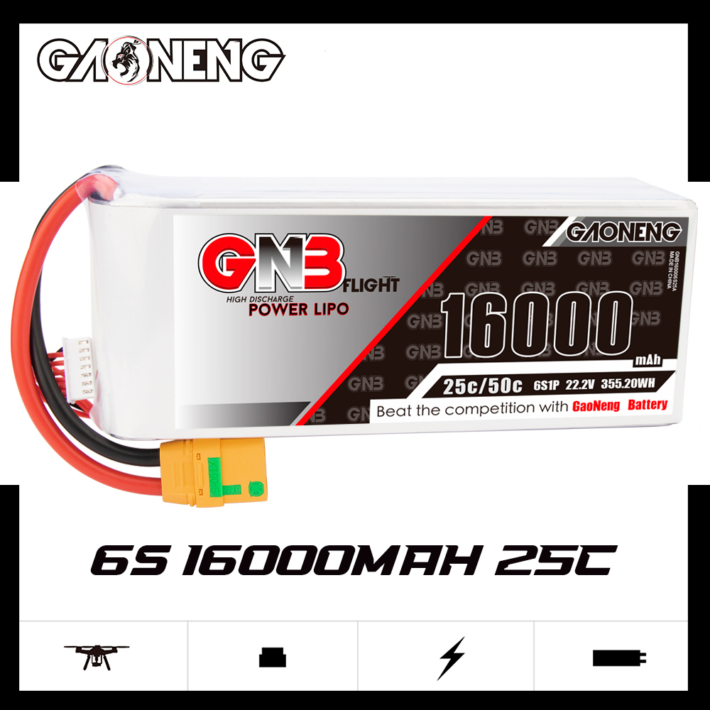 GAONENG GNB 6S1P 22.2V 16000mAh 25C RC LiPo Battery XT90S Anti-Spark