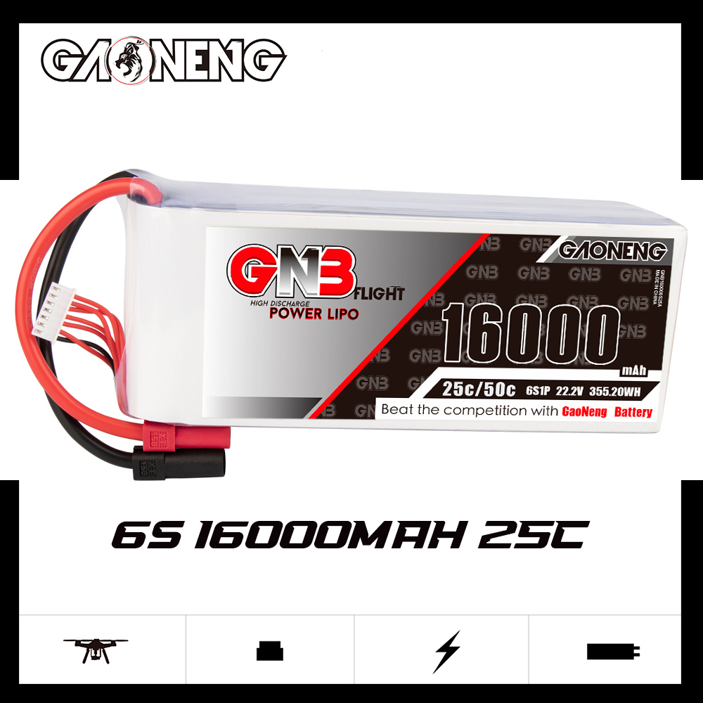 GAONENG GNB 6S1P 22.2V 16000mAh 25C RC LiPo Battery XT150 