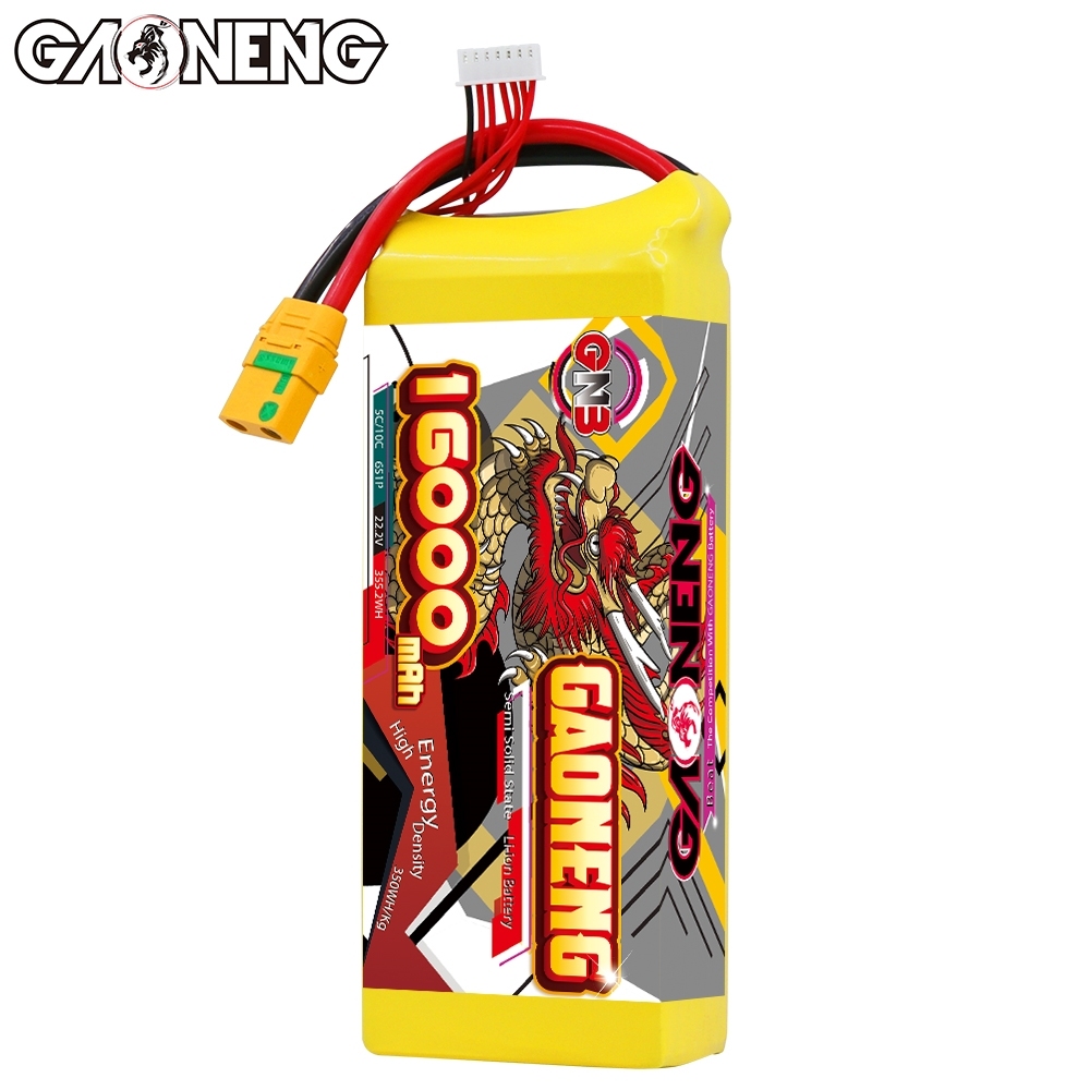 GAONENG GNB 16000mah 6S 22.2V 5C XT90S Semi Solid State Li-ion Battery 350WH/kg