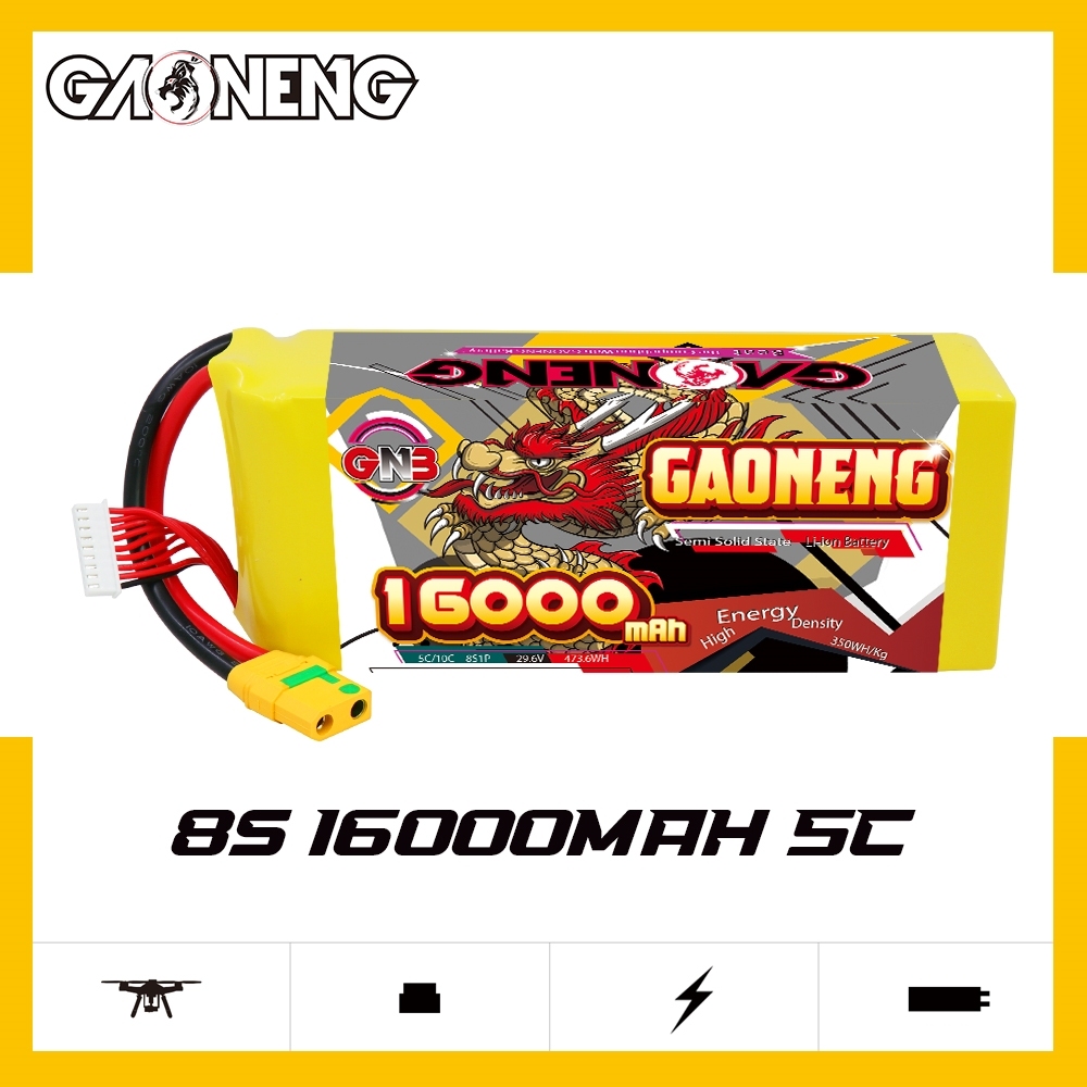 GAONENG GNB 16000mah 8S 29.6V 5C XT90S Semi Solid State Li-ion Battery 350WH/kg