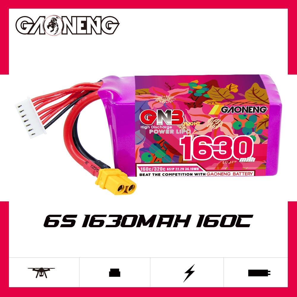 GAONENG GNB 6S 22.2V 1630mAh 160C XT60 LiPo Battery