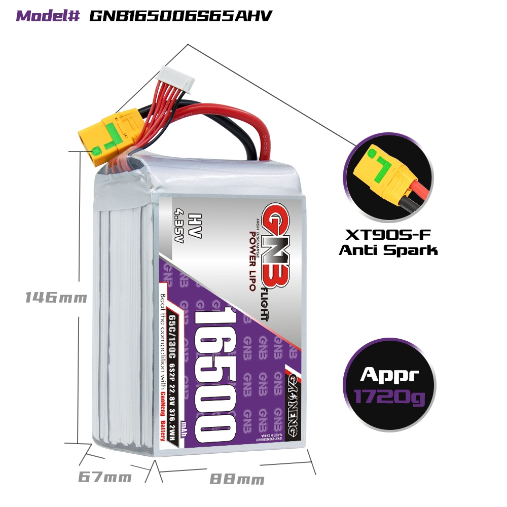 GAONENG GNB HV 6S 22.8V 16500mah 65C XT90S LiPo Battery