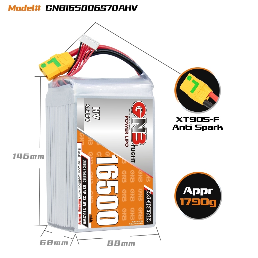 GAONENG GNB 6S 22.8V HV 16500mah 70C RC LiPo Battery XT90S