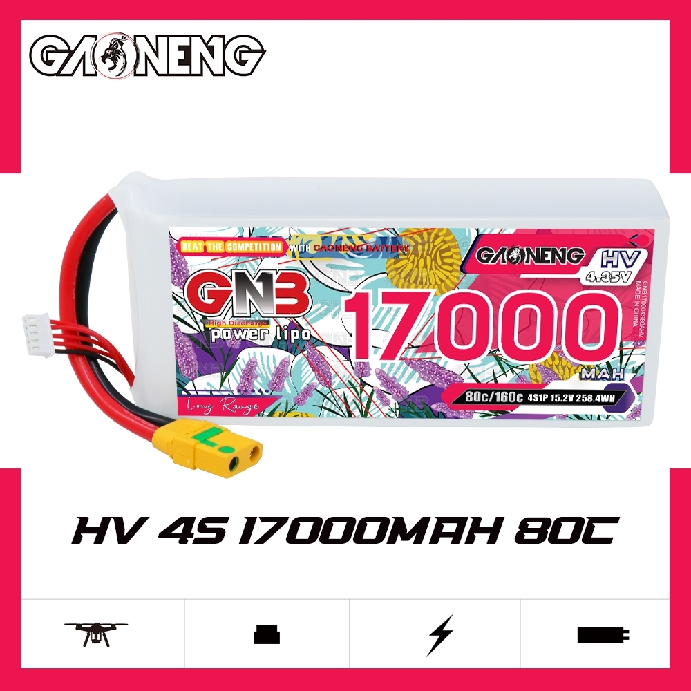 GAONENG GNB 4S 15.2V HV 17000mAh 80C RC LiPo Battery XT90S