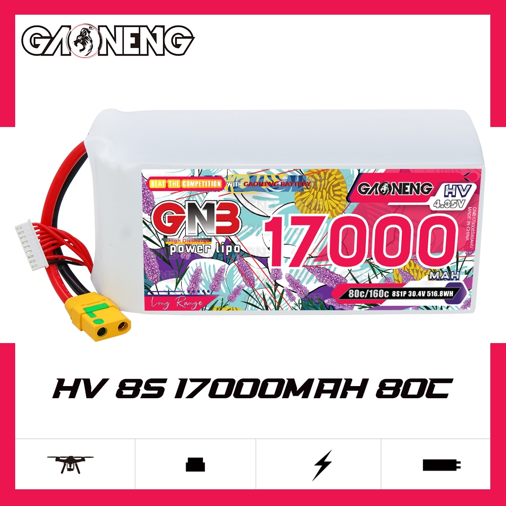GAONENG GNB 8S1P 30.4V HV 17000mAh 80C LiPo Battery XT90S