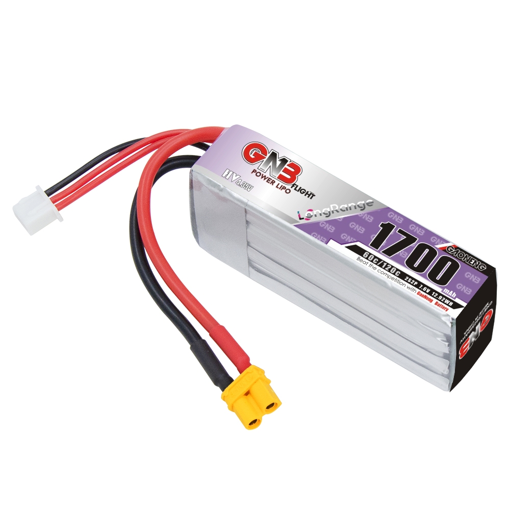 GAONENG GNB LiHV 2S2P 7.6V 1700mAh 60C XT30 LiPo Battery Long Range