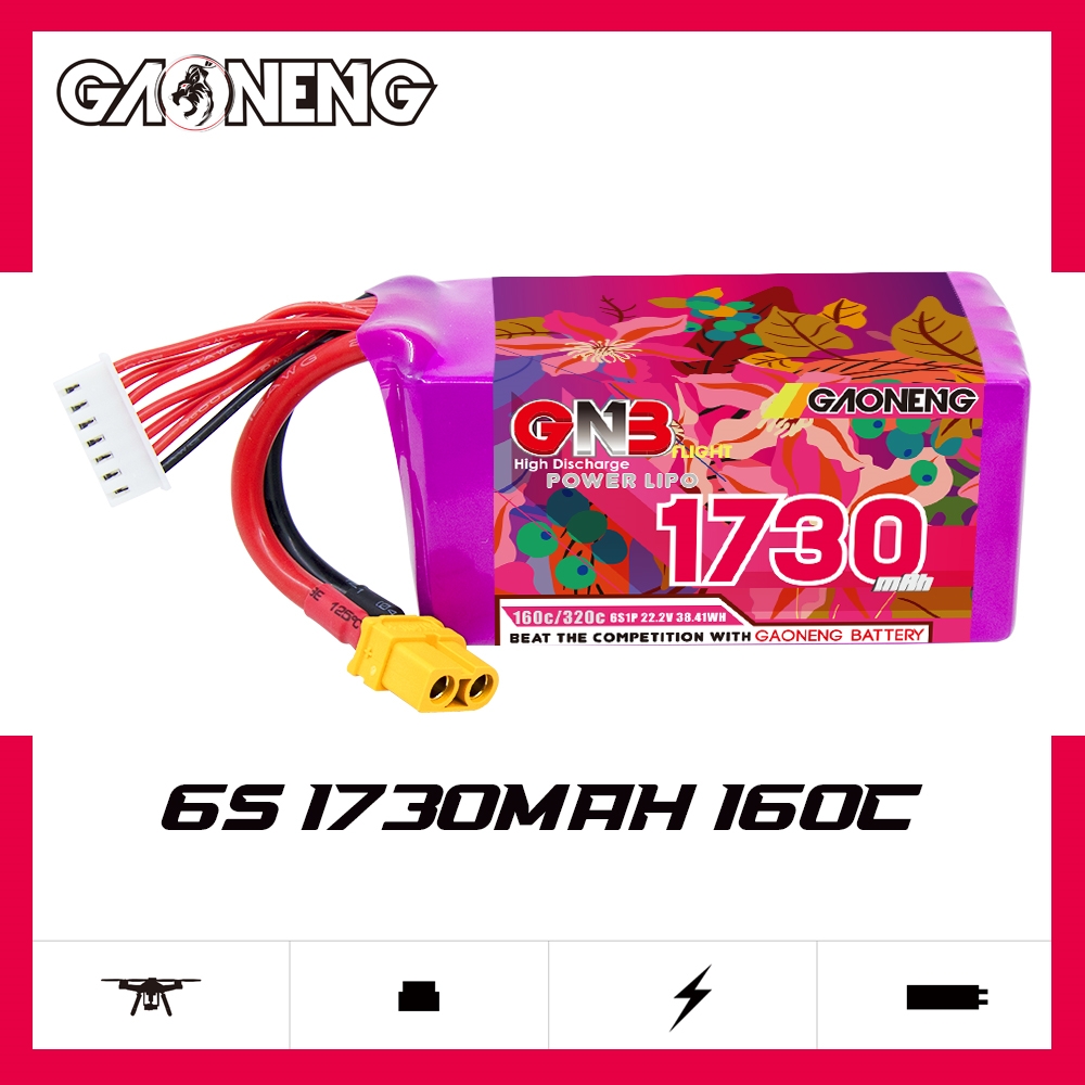 GAONENG GNB 6S 22.2V 1730mAh 160C XT60 LiPo Battery