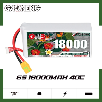 GAONENG GNB 6S1P 22.2V 18000mAh 40C RC LiPo Battery XT90S Anti-Spark