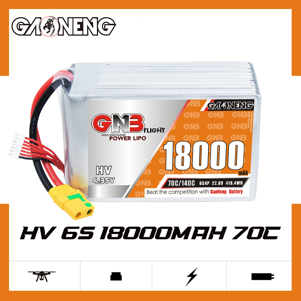 GAONENG GNB 6S 22.8V HV 18000mAh 70C RC LiPo Battery XT90S