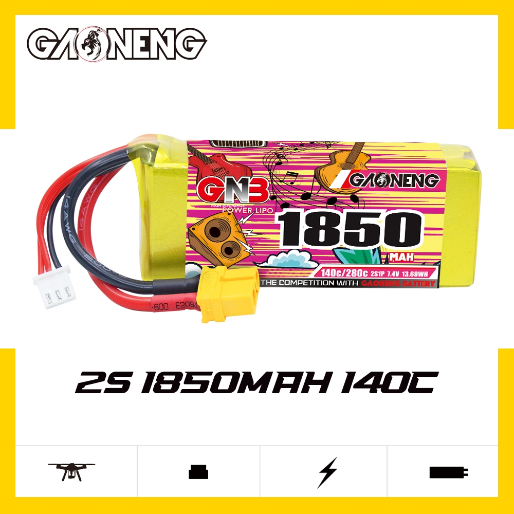GAONENG GNB 2S 7.4V 1850mAh 140C LiPo Battery XT60 Connector