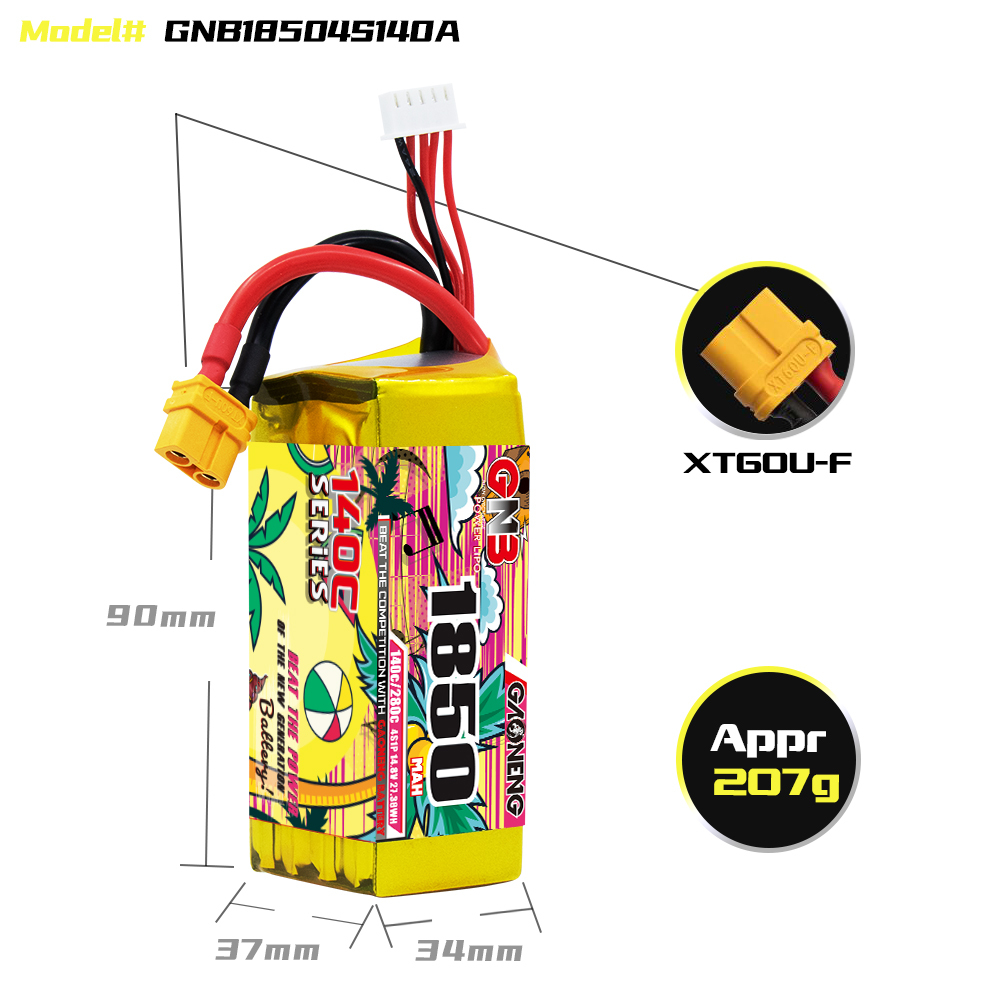 GAONENG GNB 4S 14.8V 1850mAh 140C XT60 LiPo Battery