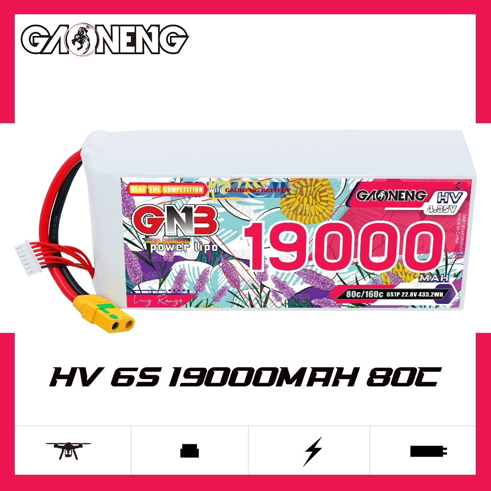 GAONENG GNB 6S 22.8V HV 19000mAh 80C RC LiPo Battery XT90S