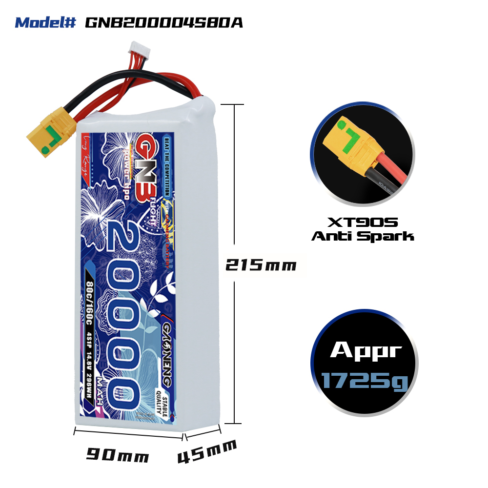 GAONENG GNB 4S1P 14.8V 20000mAh 80C RC LiPo Battery XT90S