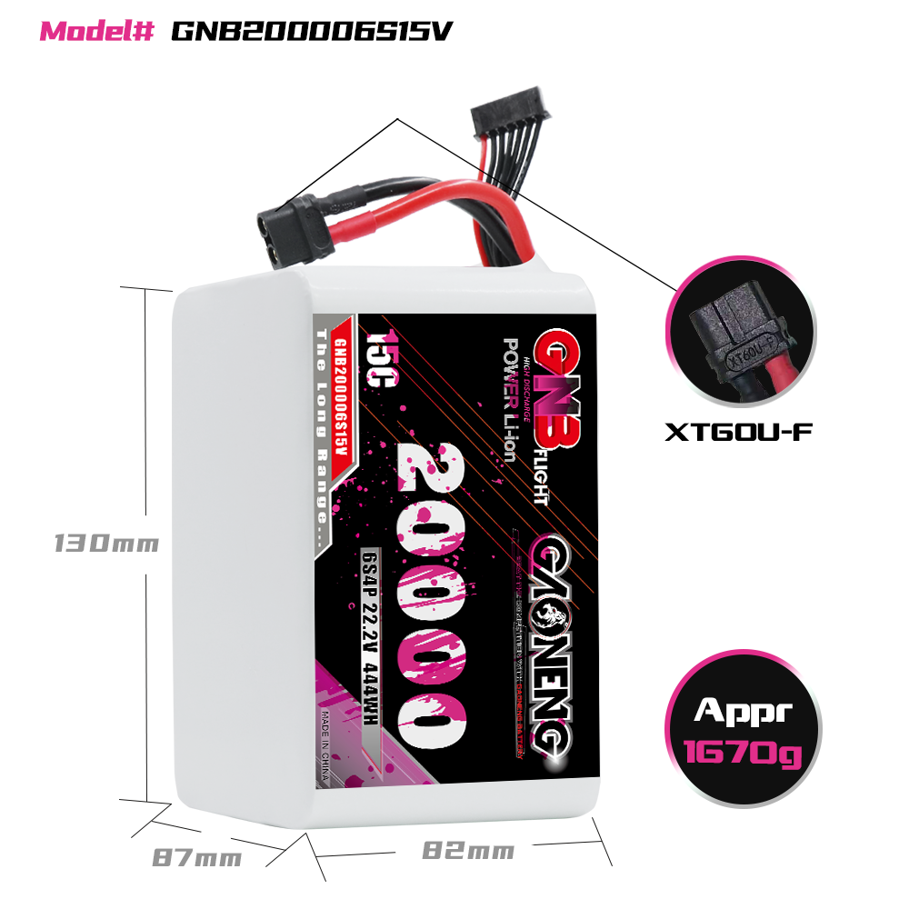 GAONENG GNB 6S4P 22.2V 20000mAh 15C XT60 Li-ion Battery 