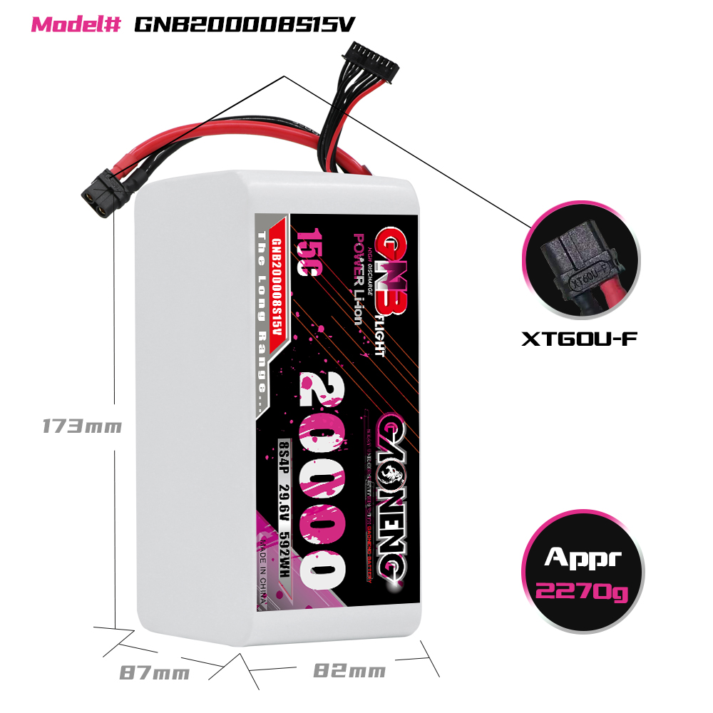 GAONENG GNB 8S4P 29.6V 20000mAh 15C XT60 Li-ion Battery 