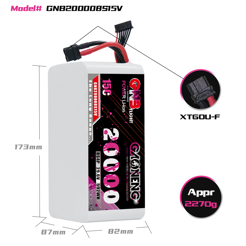 GAONENG GNB 8S4P 29.6V 20000mAh 15C XT60 Li-ion Battery 