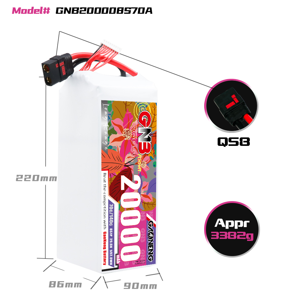 GAONENG GNB 8S1P 22.2V 20000mAh 70C RC LiPo Battery QS8