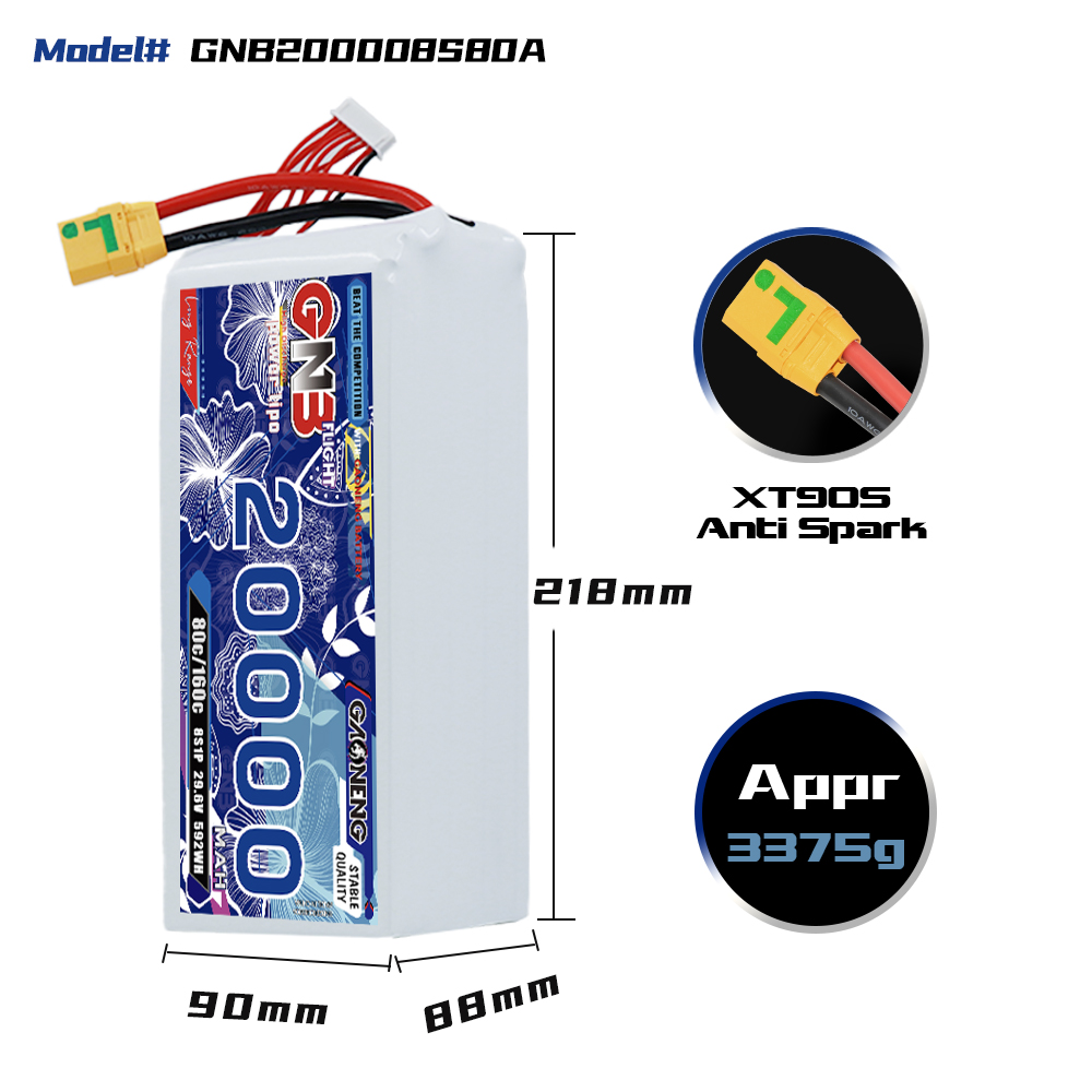 GAONENG GNB 8S1P 29.6V 20000mAh 80C RC LiPo Battery XT90S
