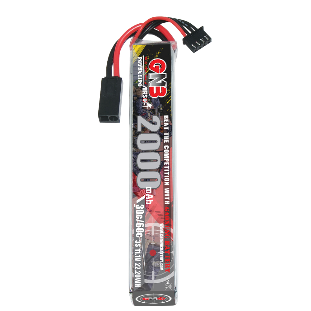 2PCS - GAONENG GNB 3S 11.1V 2000mAh 30C Mini Tamiya LiPo Battery for AirSoft