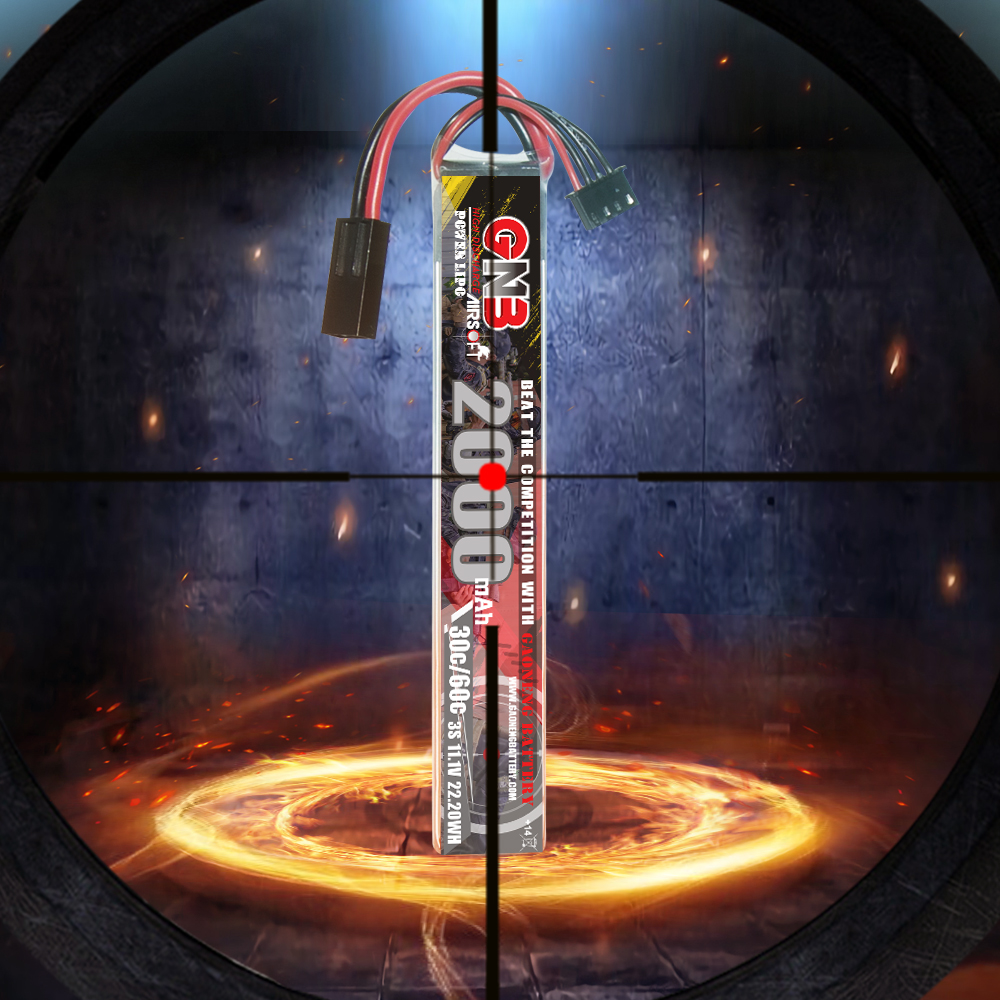 2PCS - GAONENG GNB 3S 11.1V 2000mAh 30C Mini Tamiya LiPo Battery for AirSoft