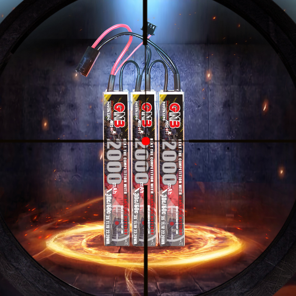 2PCS - GAONENG GNB 3S 11.1V 2000mAh 30C Mini Tamiya 3 Cells LiPo Battery for AirSoft