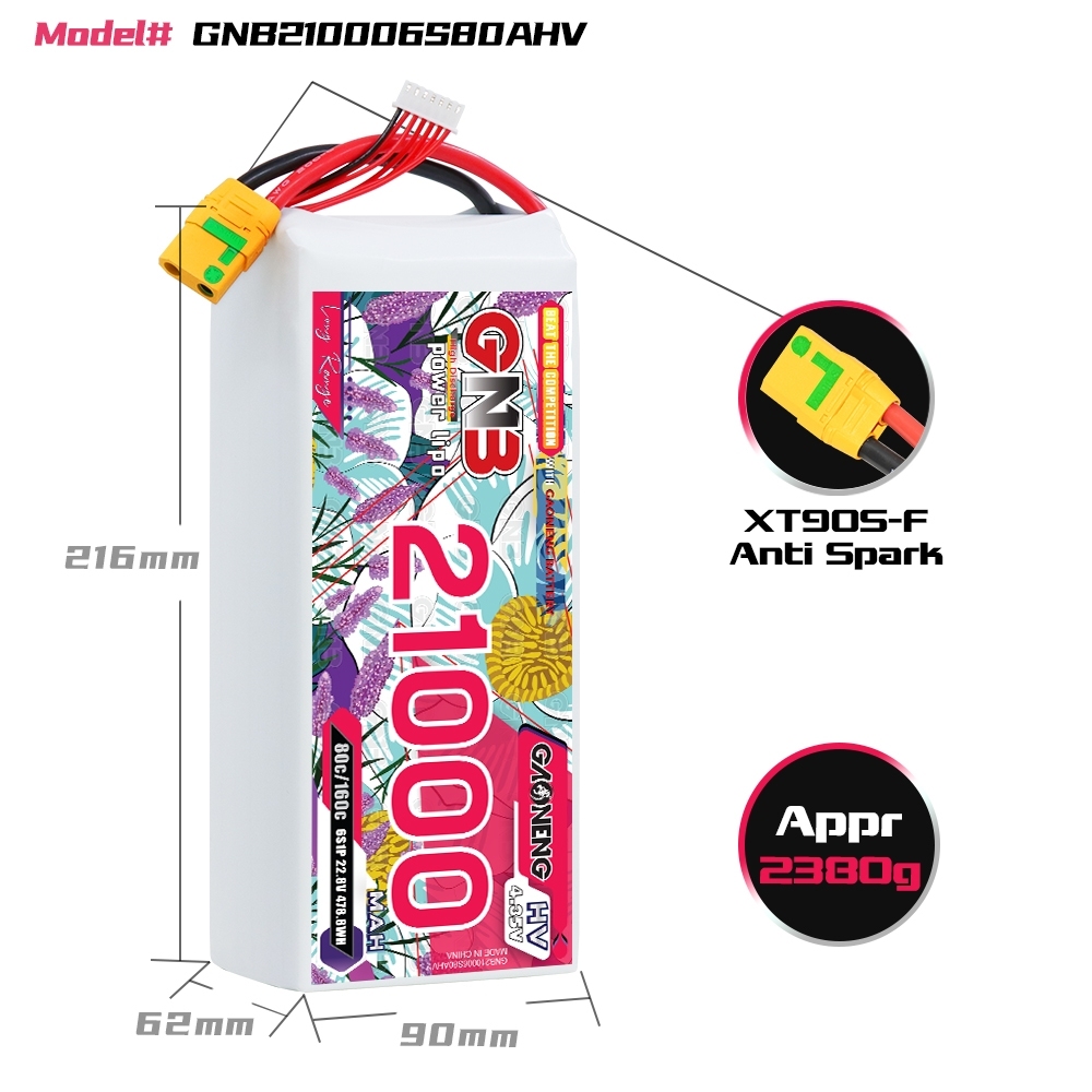 GAONENG GNB 6S 22.8V HV 21000mAh 80C RC LiPo Battery XT90S