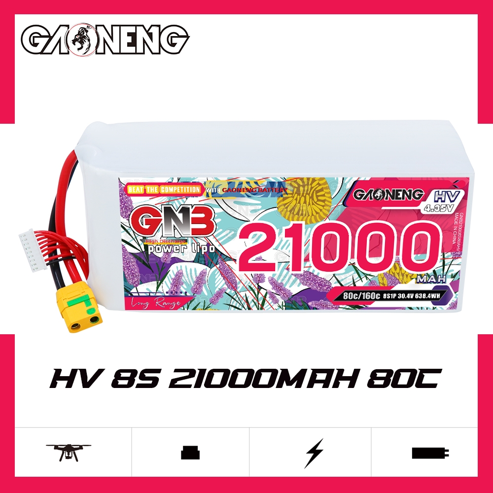 GAONENG GNB 8S1P 30.4V HV 21000mAh 80C LiPo Battery XT90S