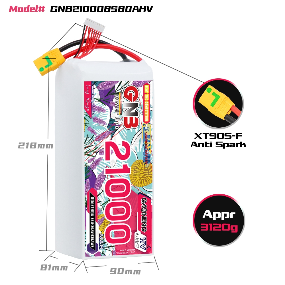 GAONENG GNB 8S1P 30.4V HV 21000mAh 80C LiPo Battery XT90S