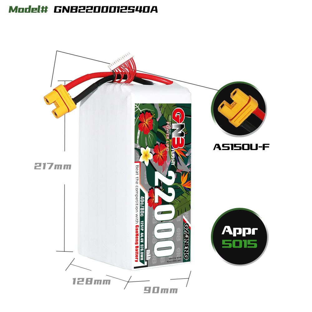 GAONENG GNB 12S1P 44.4V 22000mAh 40C RC LiPo Battery AS150