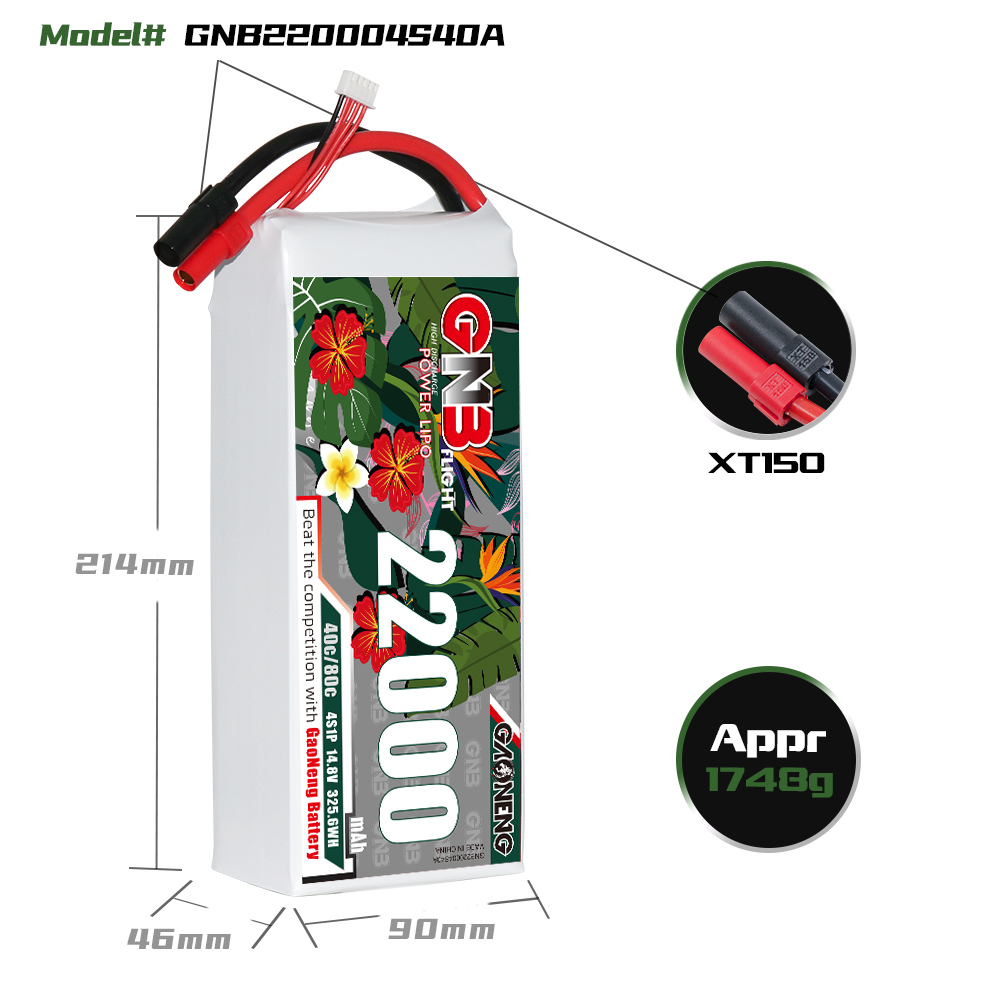 GAONENG GNB 4S1P 14.8V 22000mAh 40C RC LiPo Battery XT150