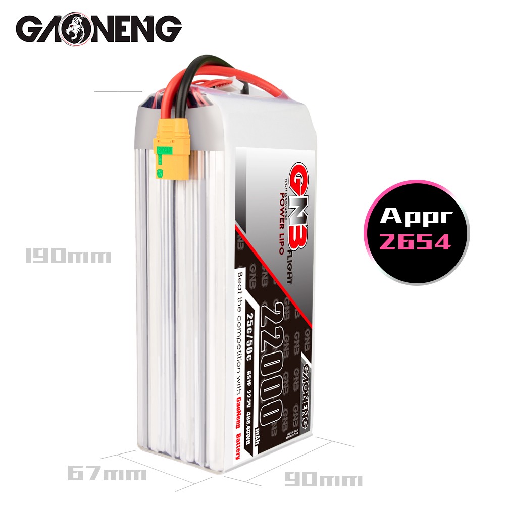 GAONENG GNB 6S1P 22.2V 22000mAh 25C RC LiPo Battery XT90