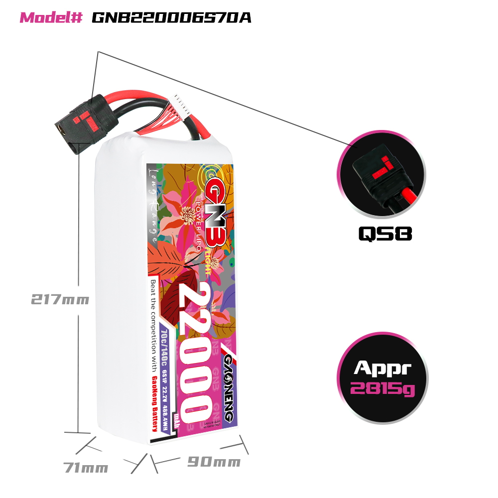 GAONENG GNB 6S1P 22.2V 22000mAh 70C RC LiPo Battery QS8