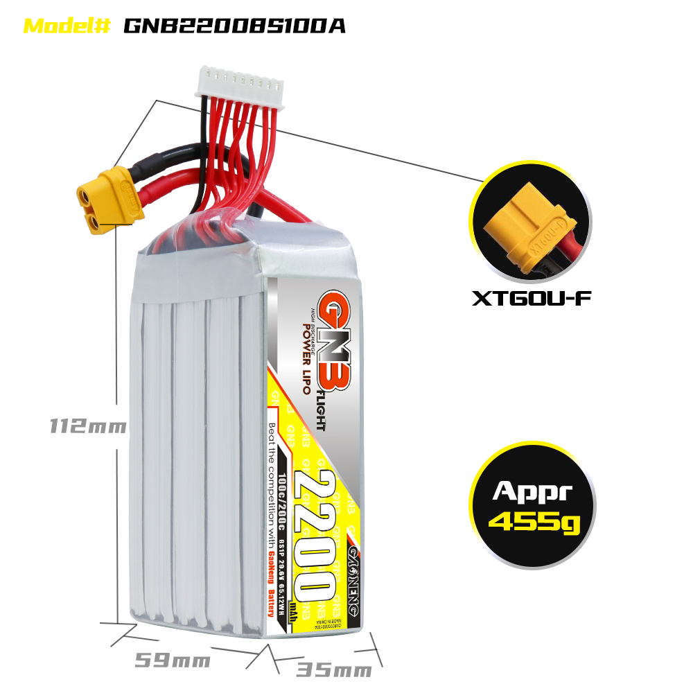 GAONENG GNB 8S 29.6V 2200mAh 100C LiPo Battery XT60