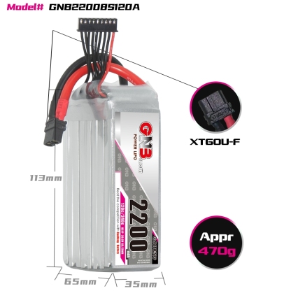 GAONENG GNB 8S 29.6V 2200mAh 120C XT60 LiPo Battery
