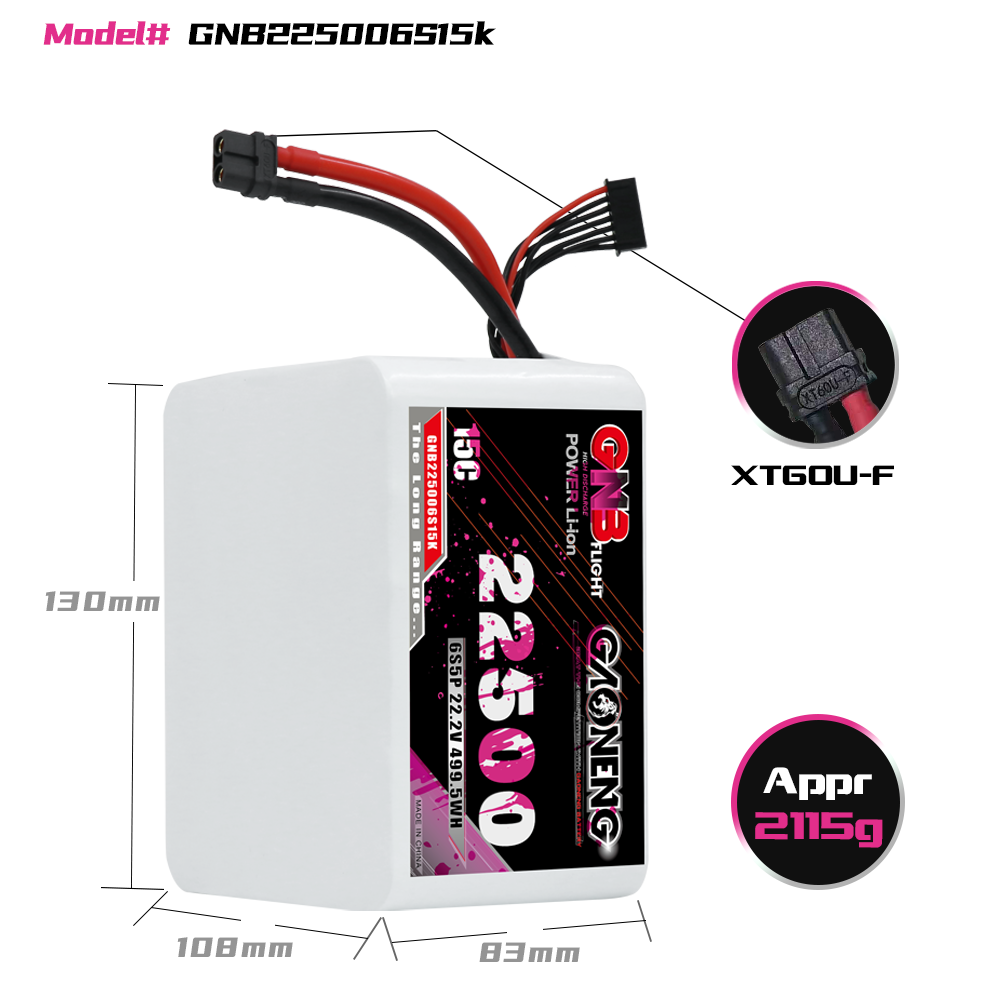 GAONENG GNB 6S5P 22.2V 22500mAh 15C XT60 Li-ion Battery 