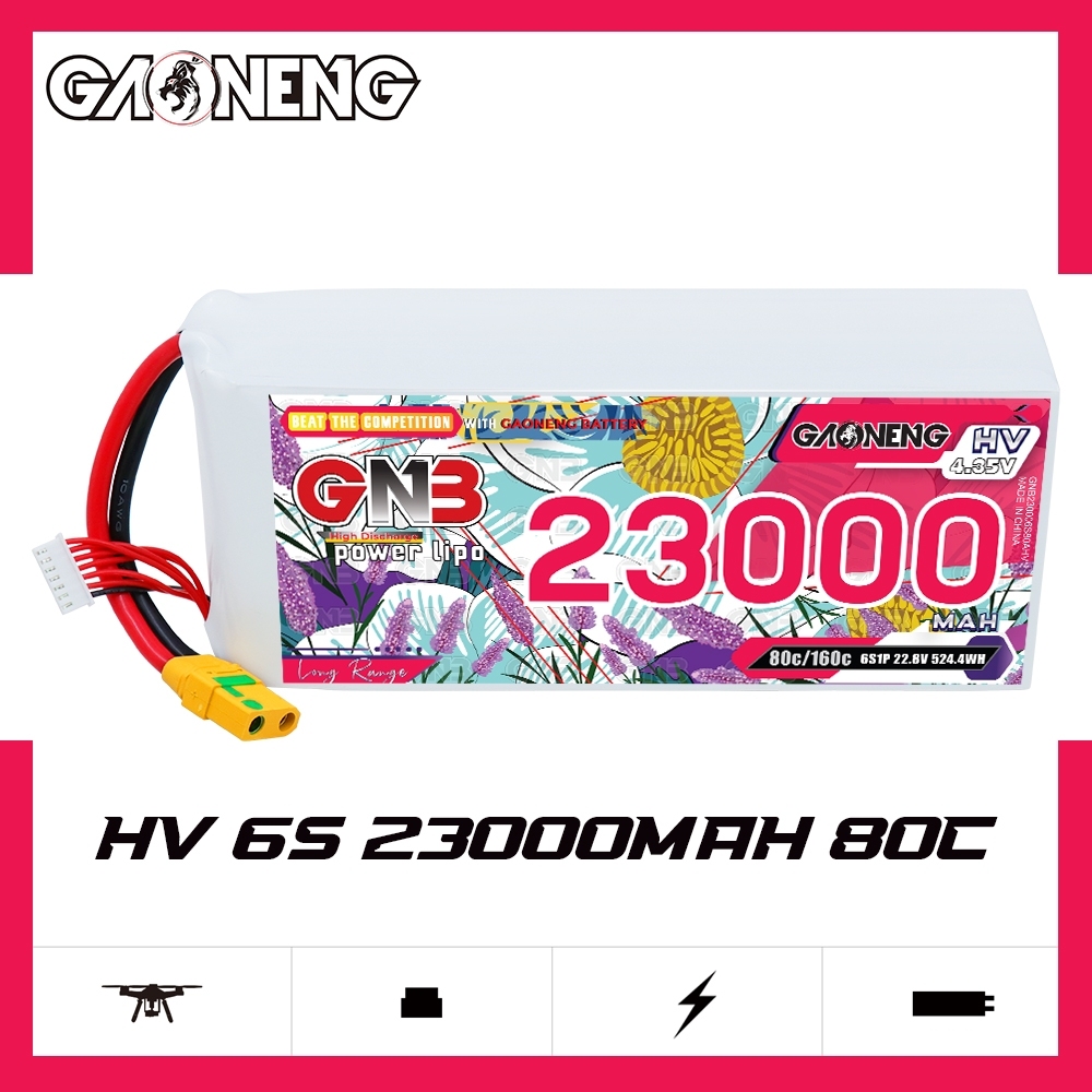 GAONENG GNB 6S 22.8V HV 23000mAh 80C RC LiPo Battery XT90S