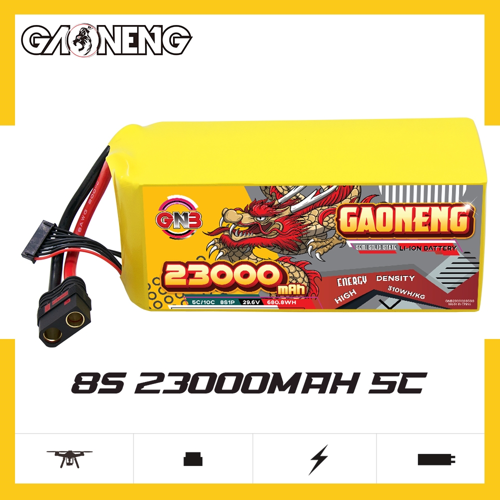 GAONENG GNB 23000mah 8S 29.6V 5C QS8 Semi Solid State Li-ion Battery 310WH/kg