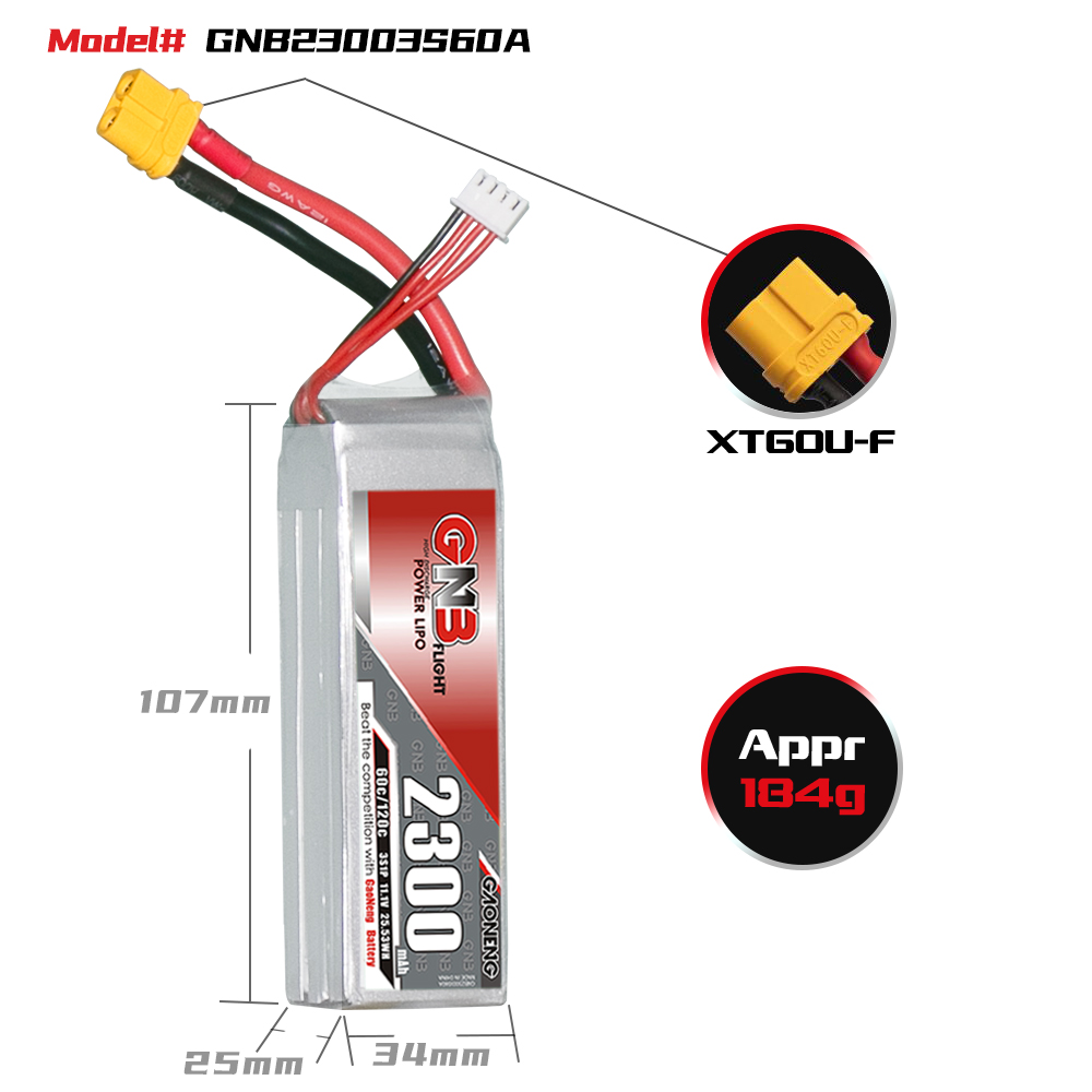 GAONENG GNB 3S 11.1V 2300mAh 60C XT60 LiPo Battery
